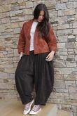 Cabbage Rose Cotton Quilted Jacket Rust